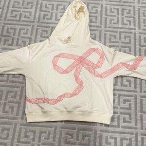 Lace bow hooded sweatshirt. Large